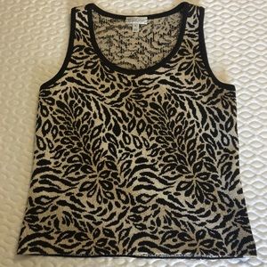 St John Slightly Used Neutral Animal Print Top